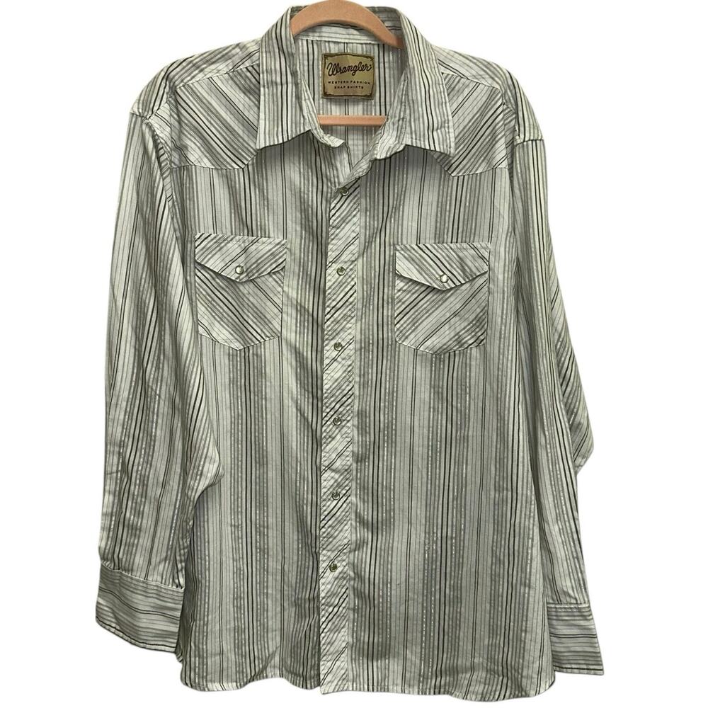 Wrangler‎ Pearl Snap Western Shirt Striped Button Down Cowboy XXL